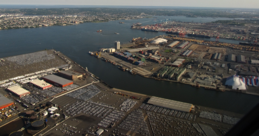 A photo of warehouses and port facilities in the City of Newark, NJ after development.